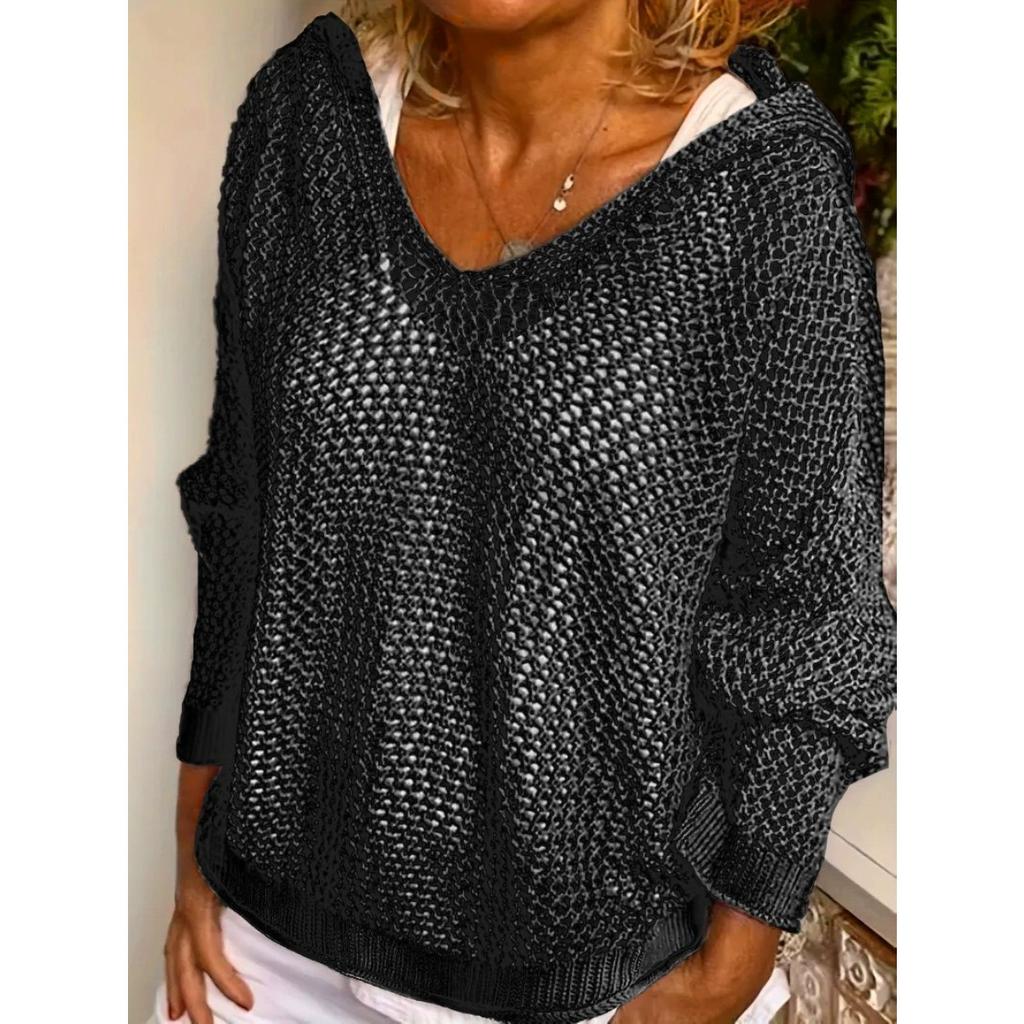 Knitted Jacket, Sun Protective Knitted Sweater, Hooded, Sun Protective Clothing, Loose Sweater