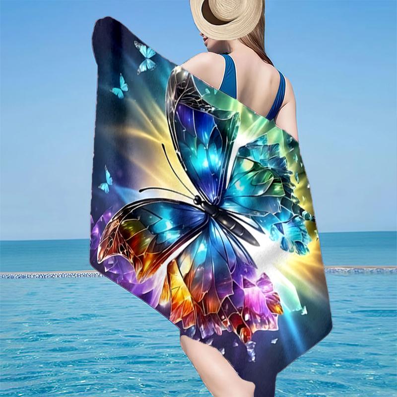 Purple Butterfly Dreams Beach Towel, Super Soft Microfiber, Gift for Her/Him, Birthday, for Pool, Beach, Travel, Home Decor Fan gifts