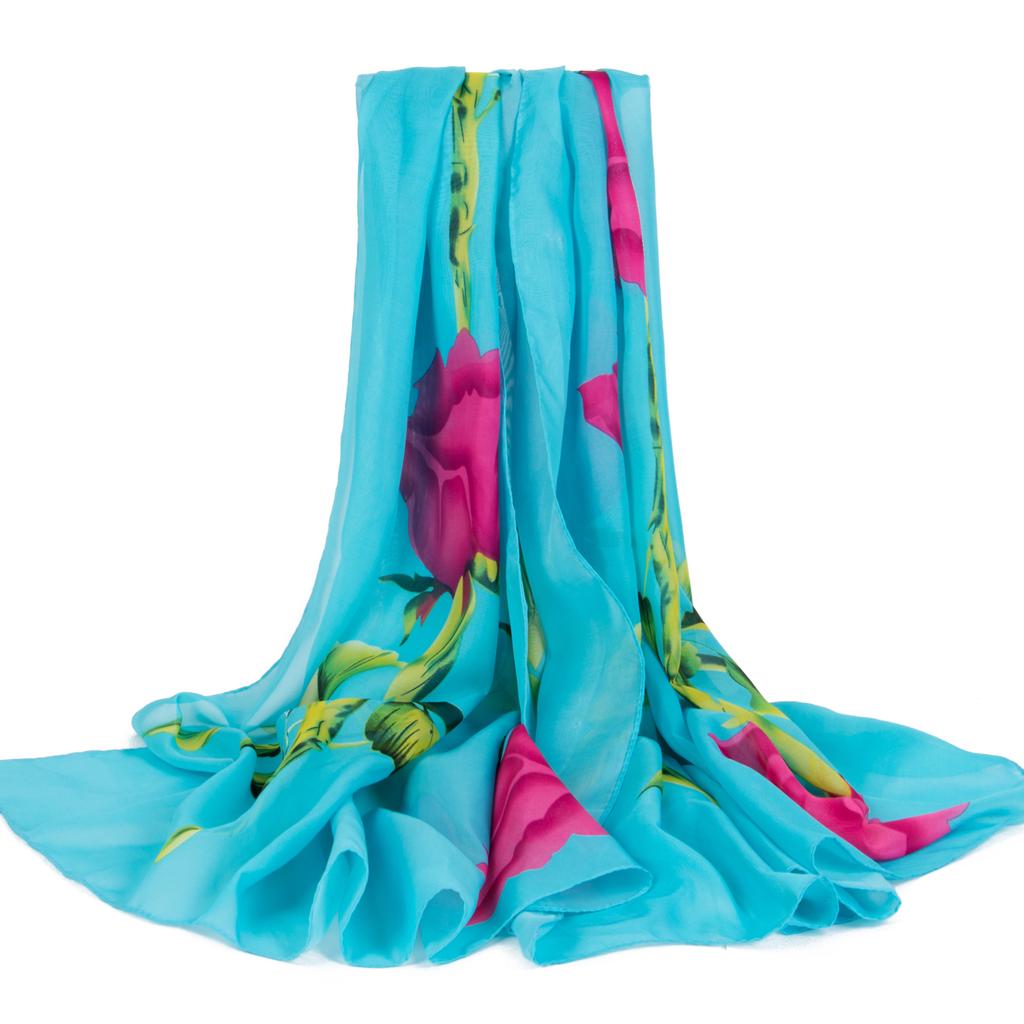 Extra Large Chiffon Printed Scarf White Shawl Dual-purpose Women's Korean Version Autumn and Winter Long Scarf Beach Towel for Women