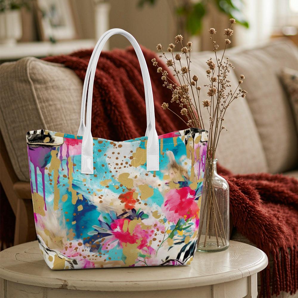 Floral Printed Women Casual Tote Bag Fashion Portable Shoulder Bag for Daily Use