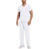 Soild Scrub Working Uniform Suit For Men's Cross V-Neck Short Sleeve Fun T-Shirts Workwear Tee With Pockets