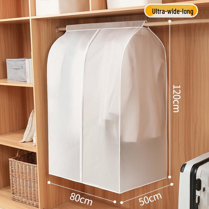 Transparent Dustproof & Moisture-Proof Garment Cover: Washable, Thickened, Widened Hanging Wardrobe Suit Protector