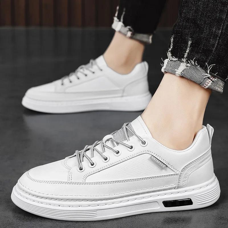 Chaussures de sport décontractées imperméables respirantes antidérapantes pour hommes Printemps Nouveau Style Baskets en toile blanche à enfiler Semelle en caoutchouc