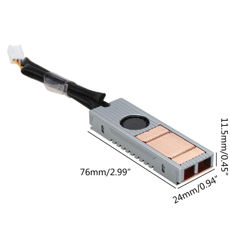 Aluminum +Copper M.2 2280 SSD Heatsinks with  Fan 10000RPM Double-Sided Silicone Pads  NVME Solid Disk Heatsink