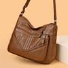 Vintage PU Crossbody Bag Retro Multi Layer Shoulder Bag Women's Fashion Handbag & Purse Female Work Travel Messenger Bag