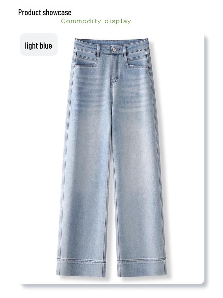 Women's High Waist Yellow Slim Straight Leg Jeans - 2026 Spring/Autumn Nine-Point Fit