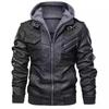 Large Size Men's Autumn Winter Motorcycle Leather Jacket Windbreaker Hooded Jackets