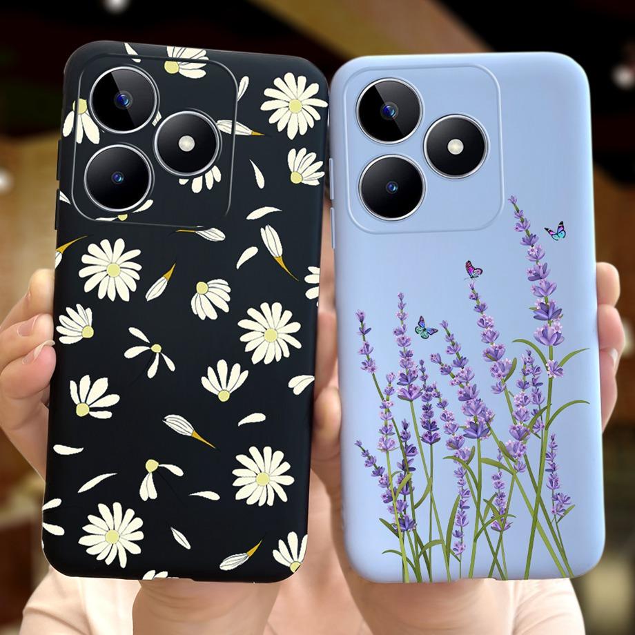 For Realme C53 C51 Cases Shockproof Soft Luxury Silicone TPU Bumper Case For RealmeC51 C 51 C 53 Flower Painting Girly Capa Etui