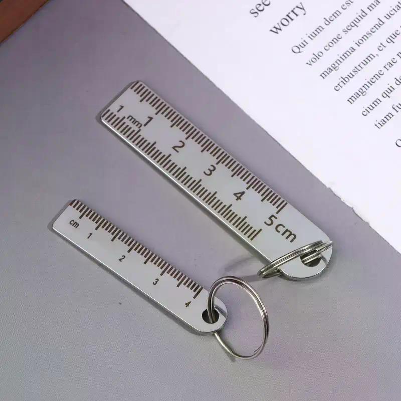 Keychain Stainless Steel Ruler - Compact Measuring Tool for School and Office Essentials (Anti-lose Measure Rule)