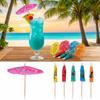 100PCS Paper Umbrella Tops Cocktail Picks Wooden Sticks Decorative Skewers  Dessert Topping