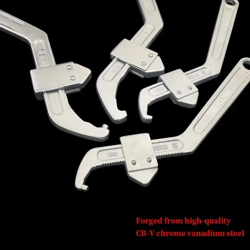 Adjustable Crescent Hook Wrench - Cr-V Steel, Round & Square Heads, HRC35-43, Industrial-Grade for Home & Professional Use