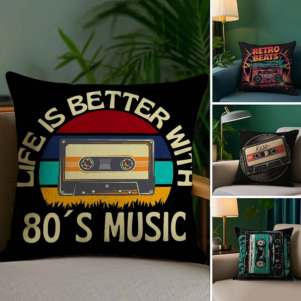 Kassettenband Kissenbezug Sofa und Wohnzimmer Dekorative Kissenbezüge Staubdicht und Milbendicht Unsichtbarer Reißverschluss