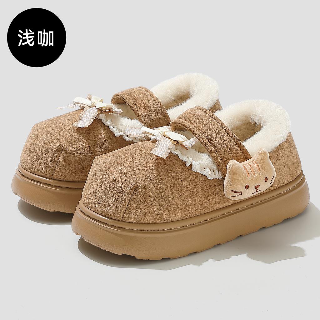 Bag Heel Cotton Slippers Winter New Couples Wear At Home Velvet Warm Non-slip Cotton Shoes Winter