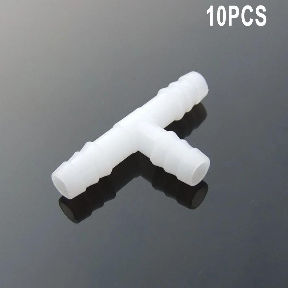 Premium PE Aquarium Adapter Air Pump Hose Connector 10PCS White T Connector Resistant to High Temperatures 4~8mm Diameter