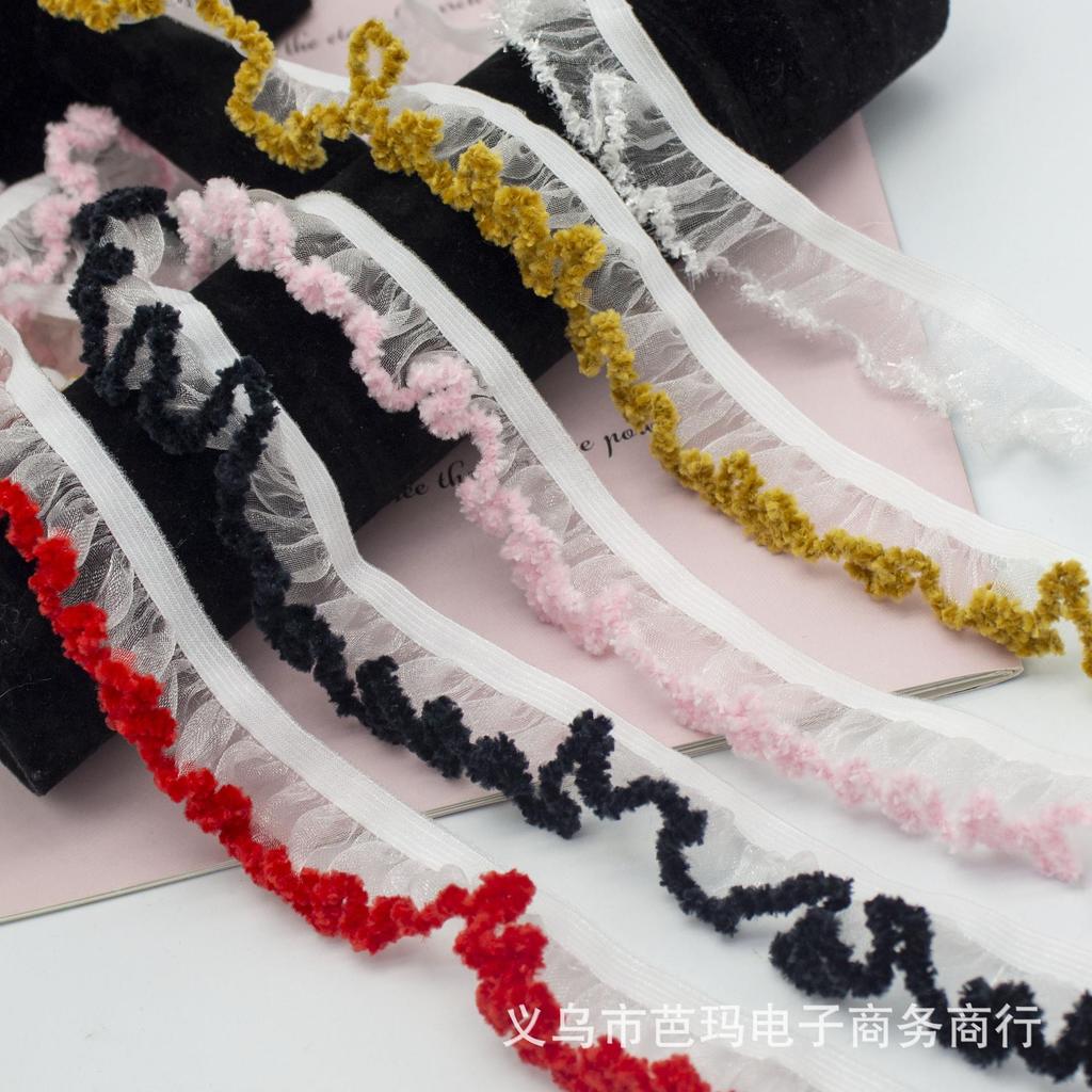 5Meters/lot 20MM Wide New Snow Silk Lace Single Skirt Edge Elastic Band Mushroom Baby Clothes Elastic Headpiece Decorative Lace