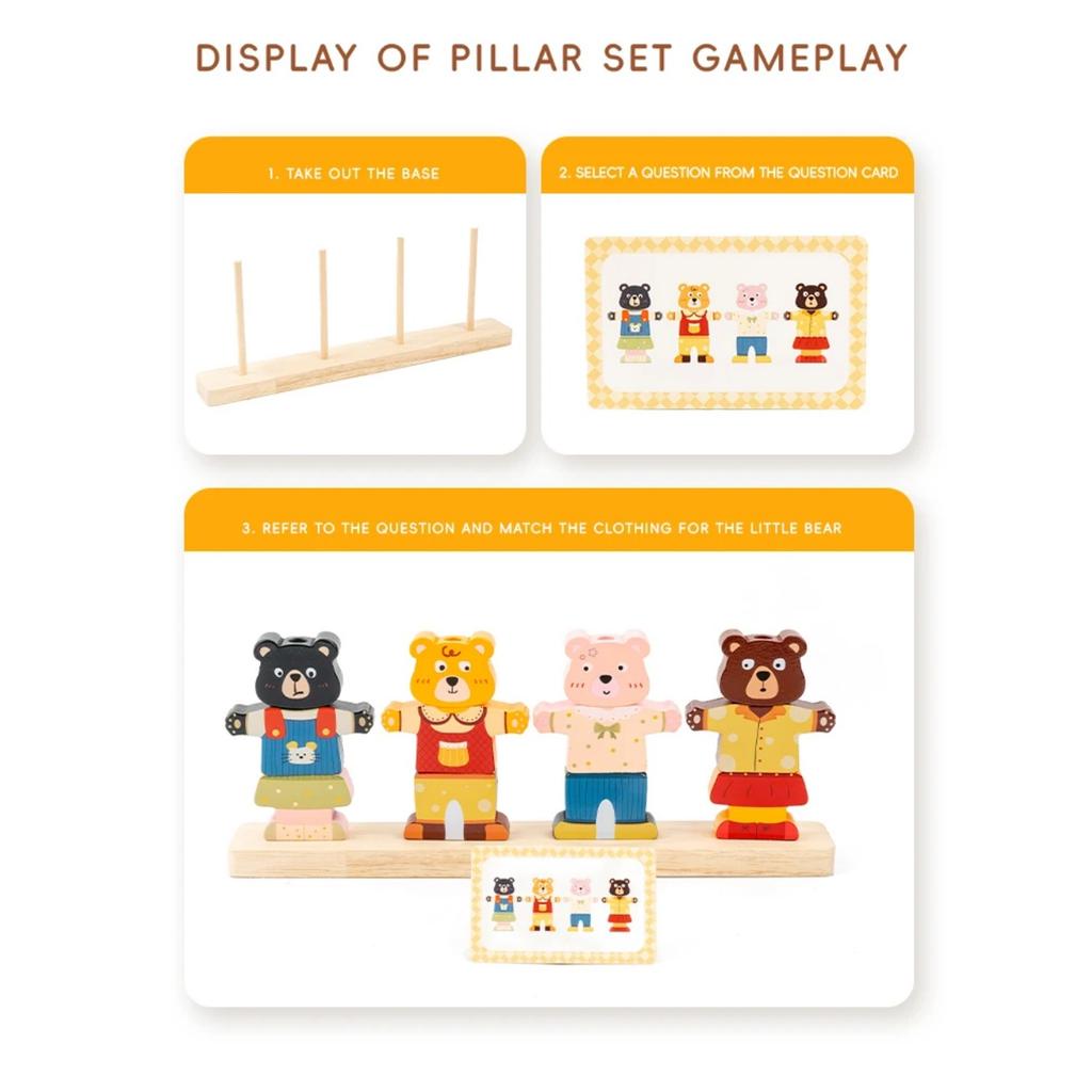 Kleiner Bär Kleider wechseln Kinder Frühpädagogisches Holz-Puzzle Anziehspiel Baby Puzzle Spielzeug für Kinder Geschenk