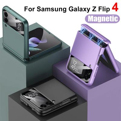Schutzhülle mit magnetischem Scharnier für Samsung Galaxy Z Flip 4, vollständige Schutzhülle mit Kameraobjektiv-Filmabdeckung für Samsung Galaxy Z Flip 4