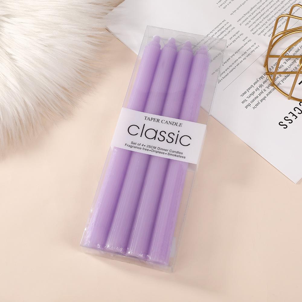 25cm Europäischer Macaron Vertikales Muster Langer Stab Kerze Kreatives Kerzenlicht Abendessen Westliches Restaurant Bunte Hochzeitsstab Wachs