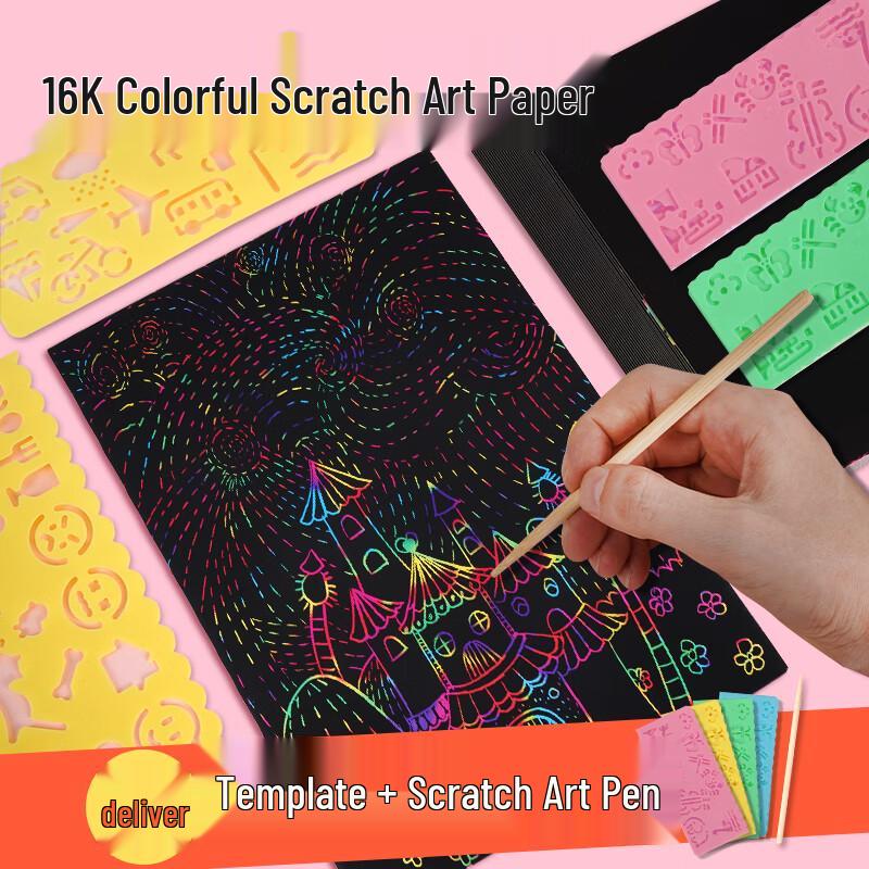 SIMAA 16K Kids Colorful Scratch Art Paper Set