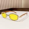 New Style Oval Sunglasses For Women With Diamonds, Fashionable Retro Imitation Wood Grain Sunglasses, High-end Sun Protection Gl
