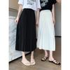 Black Mid Length Pleated Skirt with A Thin, High Waisted and Drooping Feel for Summer The Pleated Mid Length Skirt