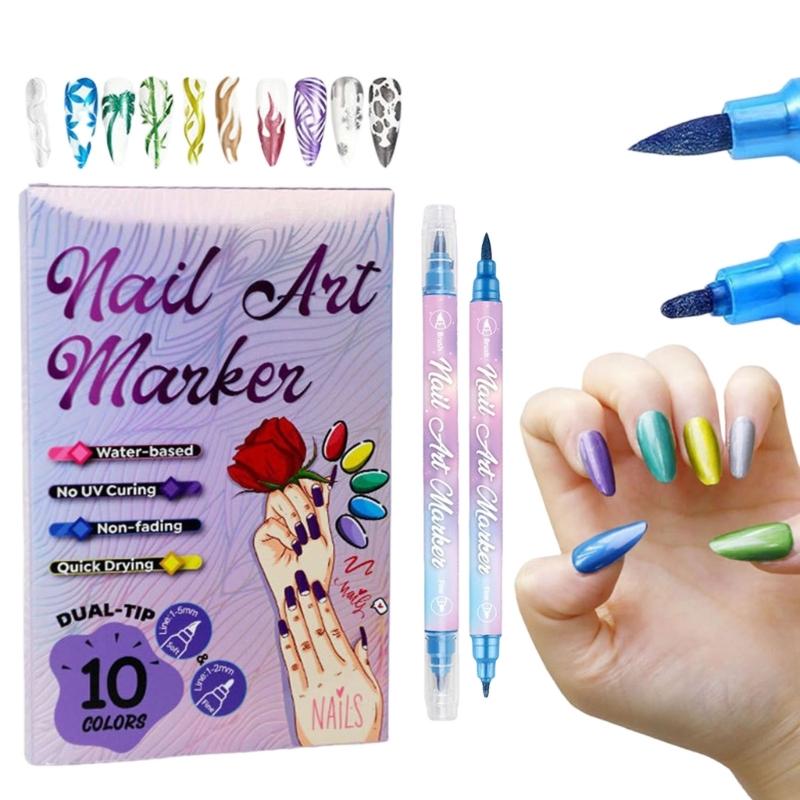

10Pcs Non Toxic Nail Point Graffiti Dotting Design Pens Quick Drying Formula for Safe Sensitives Skin Use 1