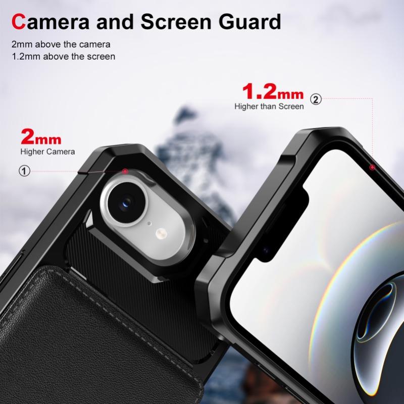 Peněženka Držák na karty RFID Blokování Magnetický stojánek Pouzdro na telefon pro iPhone 16E 16 Plus 15 Pro Max 14 13 mini 12