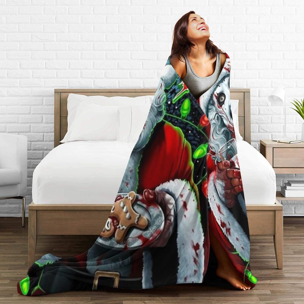 Terrifier Decke Film Kunst Der Clown Camping Flanell Bettwäsche Überwürfe Für Heimdekor Weich Warm Benutzerdefinierte Qualität Tagesdecke Geschenk