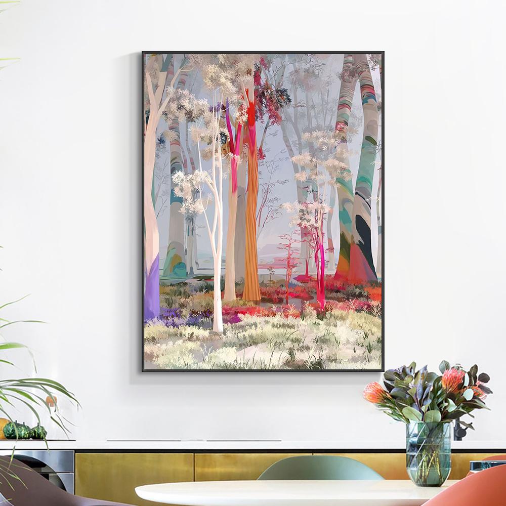 Modern Abstract Tree of Life Oil Painting Prints On Canvas Painting Posters Colorful Tree Wall Art Picture for Living Room Decor