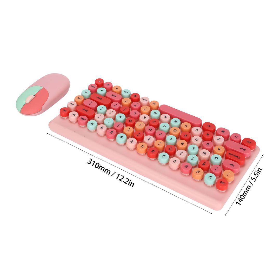 Keyboard Mouse Combo Wireless 86 Keys Cute Colorful Appearance Multimedia Buttons Light Quiet 2.4G Keyboard Mouse for PC