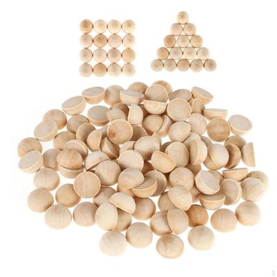 100 Mini Hemisferios de Madera, Bolas Redondas Crudas para Pasatiempos Creativos, Manualidades Decoraciones.