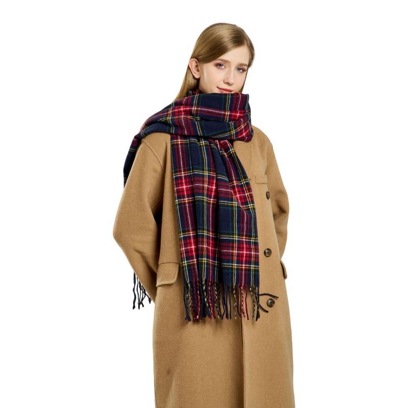 Direct sale England plaid fringed scarf women's imitation cashmere warm autumn and winter high-end sense versatile fashion scarf