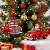 Christmas Wall Hanging Decor 12/24/36Pcs Wooden Ornaments, Santa Claus Red Truck Decorations with Rope, Festive Home Accents Xmas Tree Pendant,