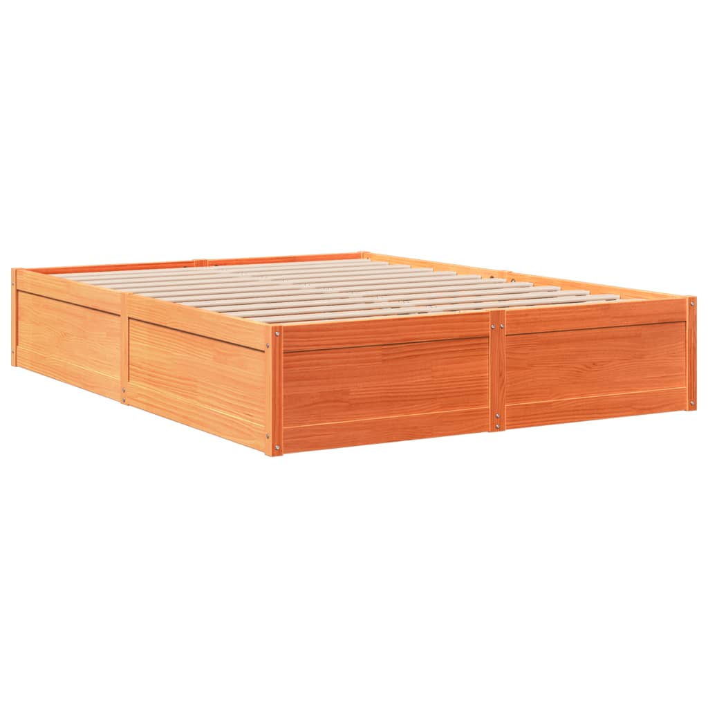 Vidaxl Bed Without Mattress, Waxed Brown, 140X200 Cm, Pine Wood