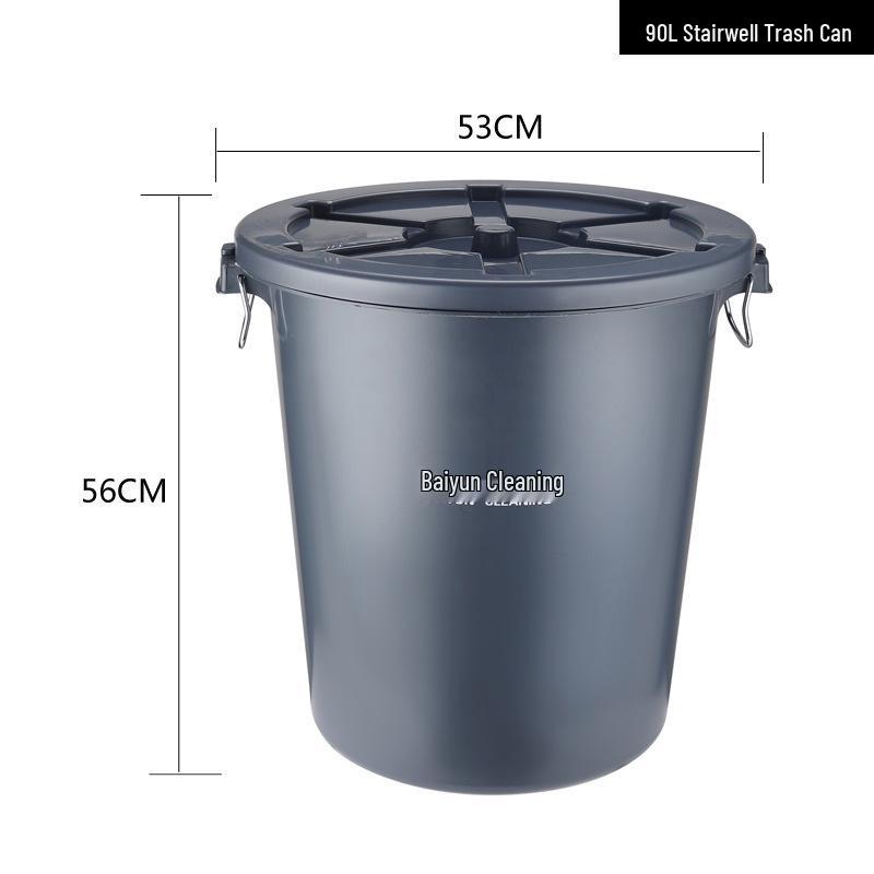 Large Round Wheeled Trash Can with Lid for Outdoor or Kitchen Use