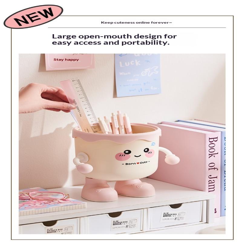 DIY Cartoon Stifthalter Kunststoff Aufbewahrungshalter Für Büro Schreibtischaufbewahrung Abfalleimer Make-up-Pinsel-Aufbewahrung