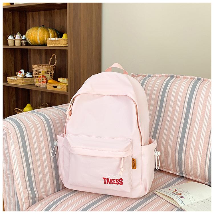

Школьный рюкзак для путешествий для девочек, повседневный рюкзак для шопинга, корейский рюкзак для студентки колледжа, простой универсальный рюкзак через плечо розовый