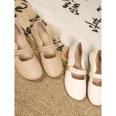 Gentle Flat-soled Single Shoes Women's Summer and Autumn New One-word Belt Mary Jane Soft Sole