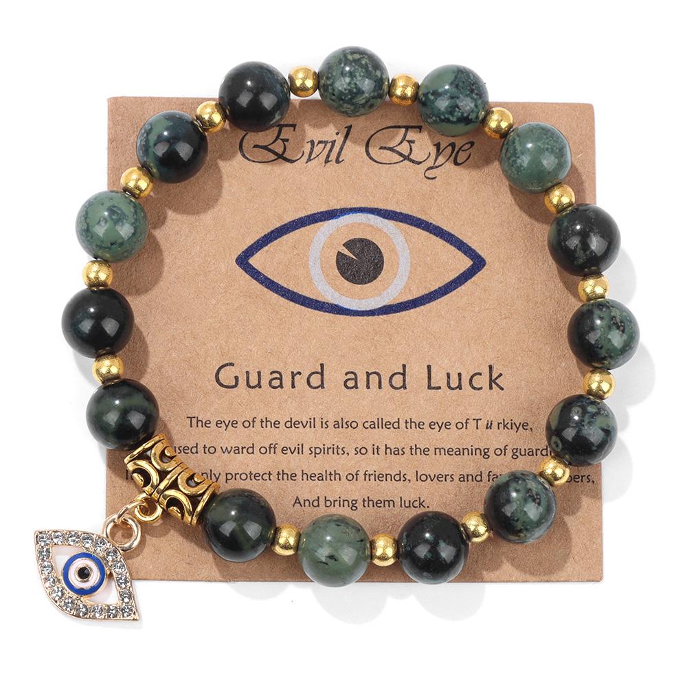Lucky Turkish Evil Eye Pendant Beads Bracelet Handmade Natural Stone Charm Elastic Bangles Men Women Fashion Yoga Energy Jewelry