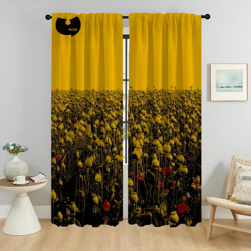 Köksgardiner 2 Delar Wu Tang Clans Vardagsrumsgardin Gardiner för Sovrum Partition Skärmar Halloween Dekoration Mörkläggande