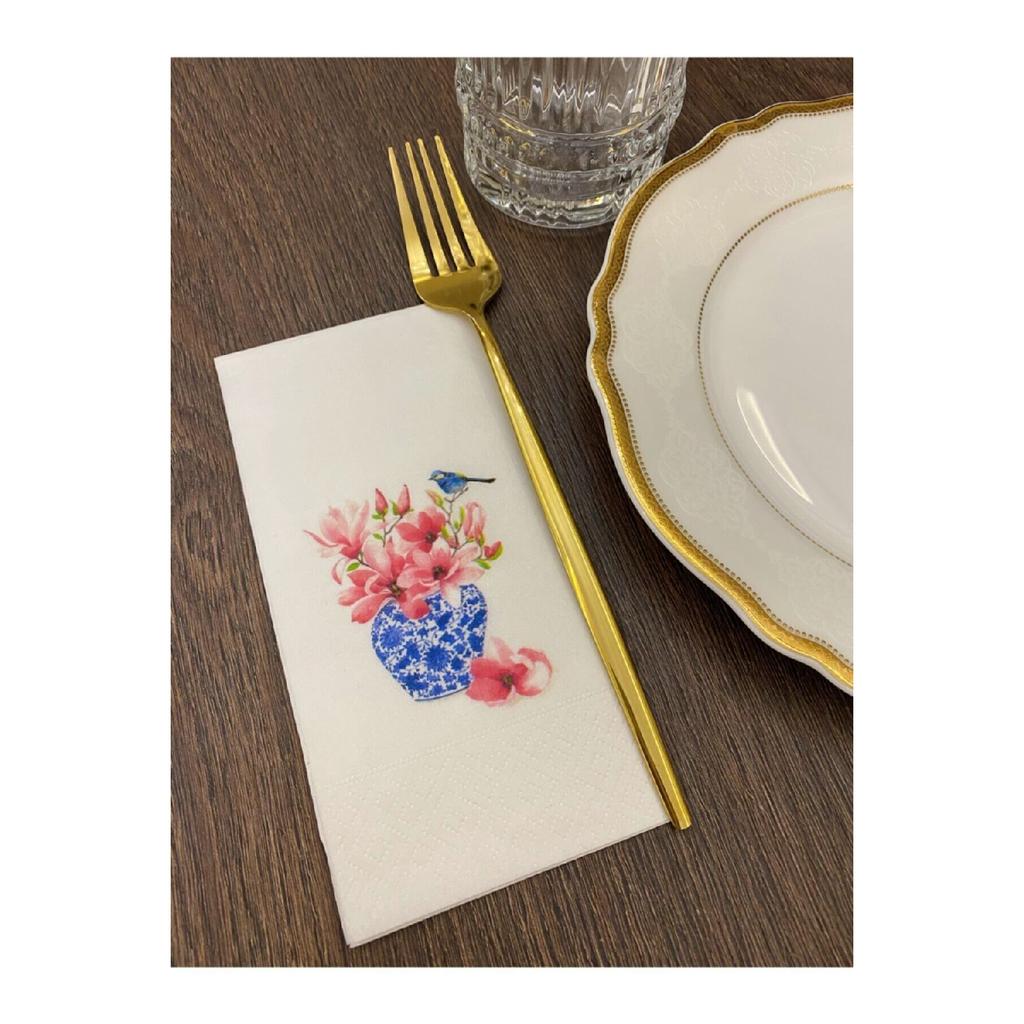 Bleu Blanc Bird Präsentationsservietten 16 Stück