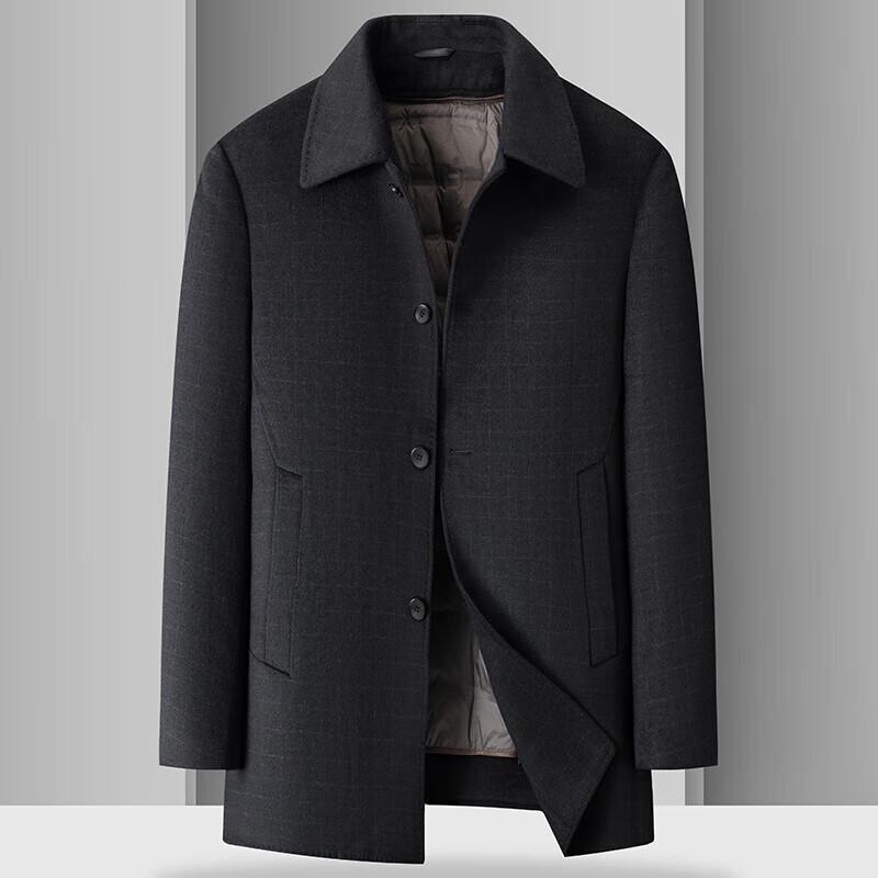 

Men s Plus Size Wool Blend Mid-Length Winter Coat with Goose Down Liner XL