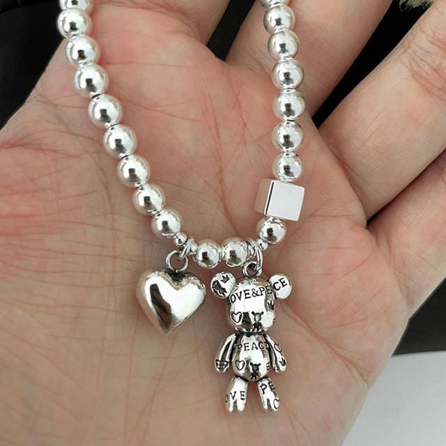 Summer 2022 Heart Bear Beaded Bracelet for Women – Elastic Niche Design Jewelry
