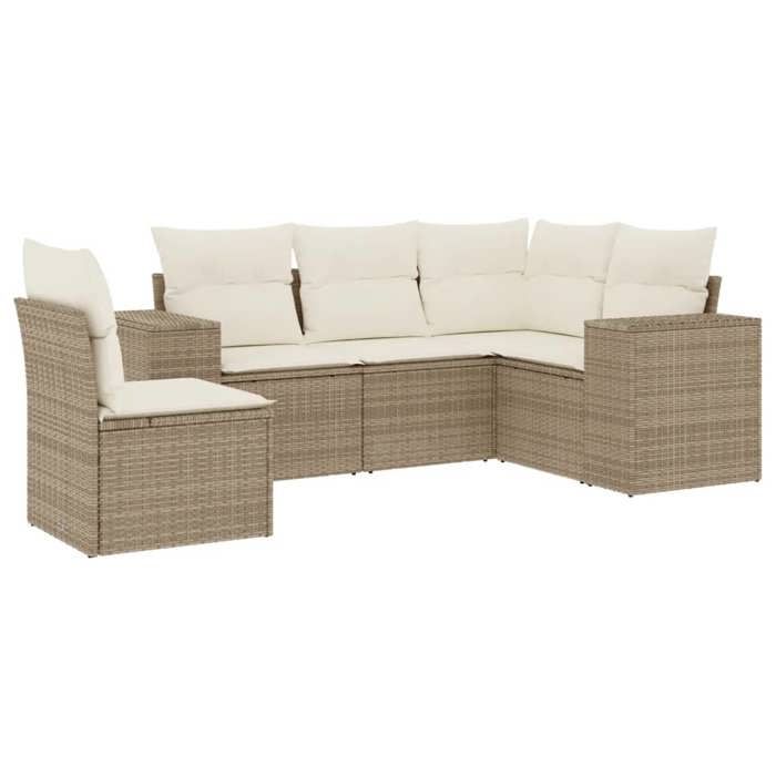 VidaXL Garden Lounge Set with Cushions 5 Pcs, Patio Sofas, Patio Furniture Set, Outdoor Furniture, Beige 3254905