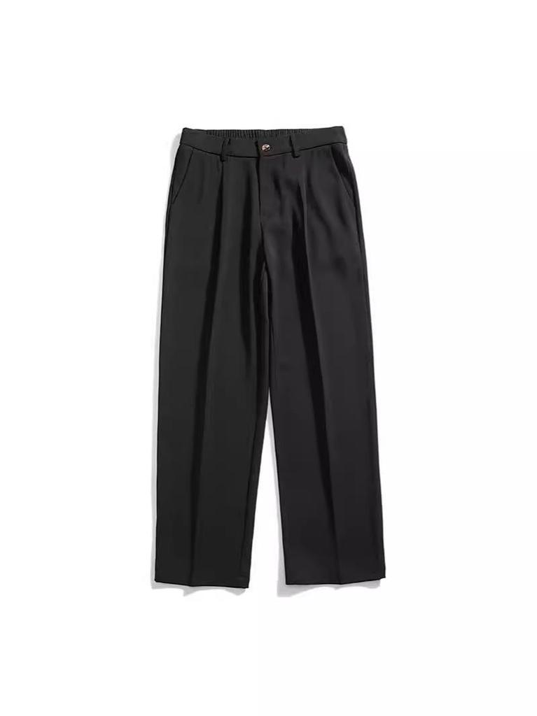 2024 Men's Light Elastic Waist Loose Straight-Leg Business Casual Trousers