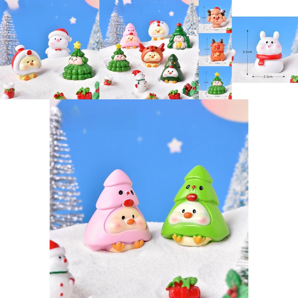 Cute Festive Resin Christmas Tree And Animal Figurines For Holiday Decor