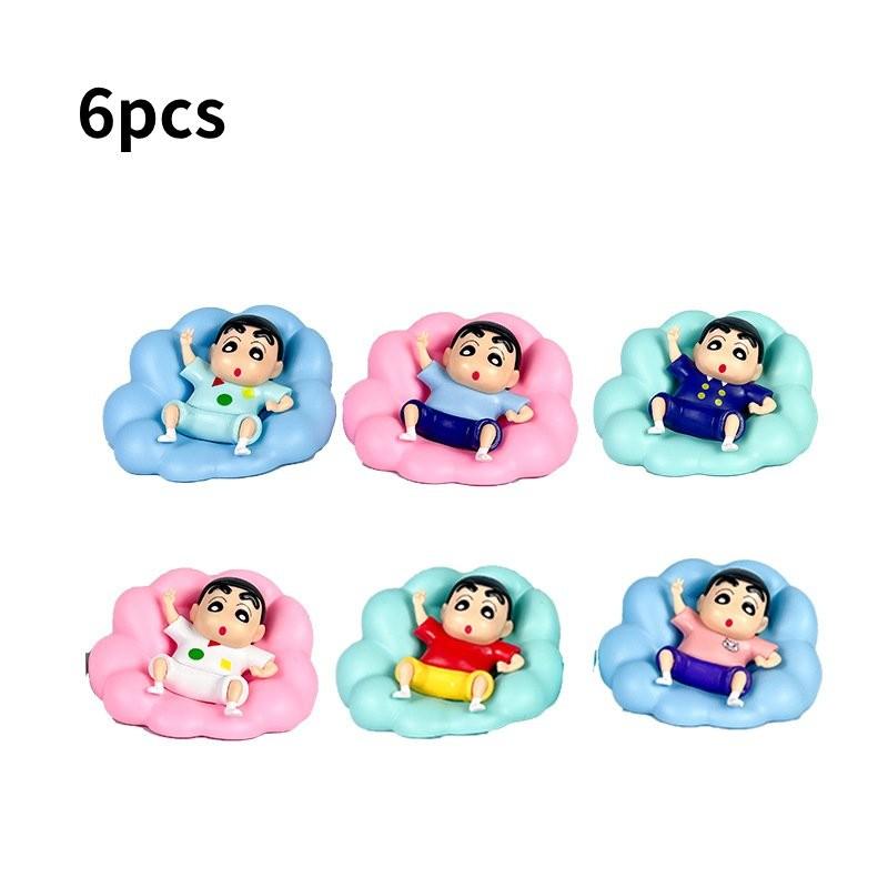 Cloud Pajamas 6pcs Crayon Shin Chan Toy Doll Pvc Model Desktop Decor Xmas Gifts