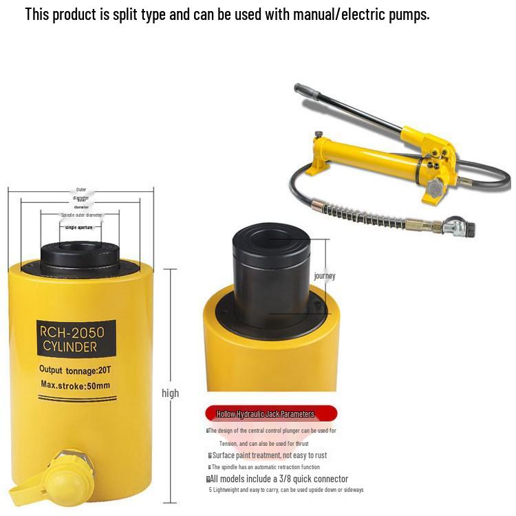 Hollow Jack 30T 100T Vertical Hydraulic 20T Manual Double-Acting Hydraulic Jack