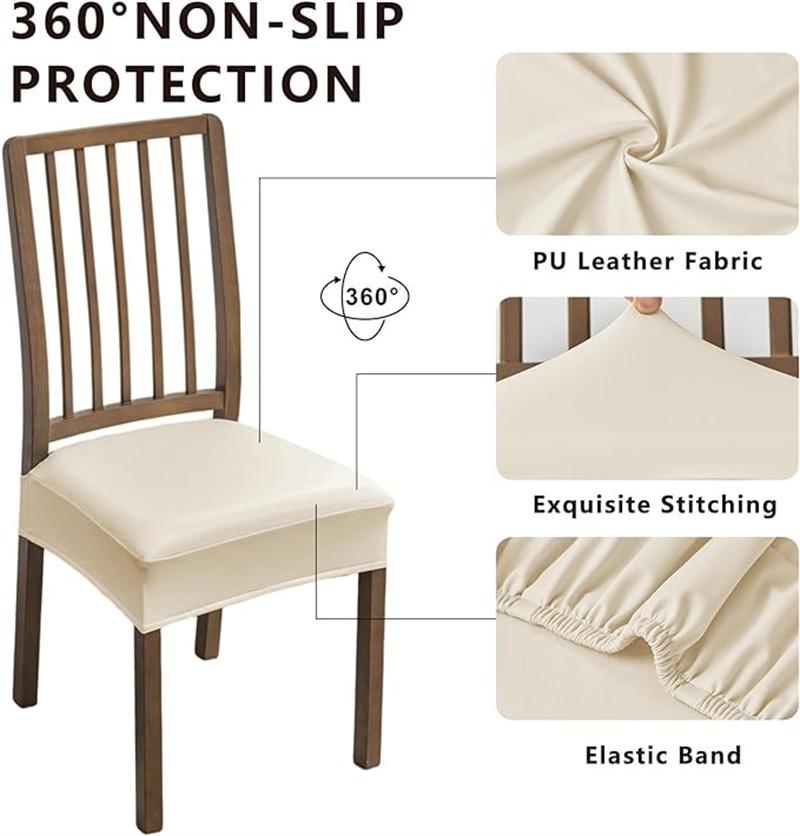 1./2Pcs Waterproof Pu Leather Chair Seat Cover Elastic Dining Chairs Covers High Quality Chair Case For Banquet El Wedding