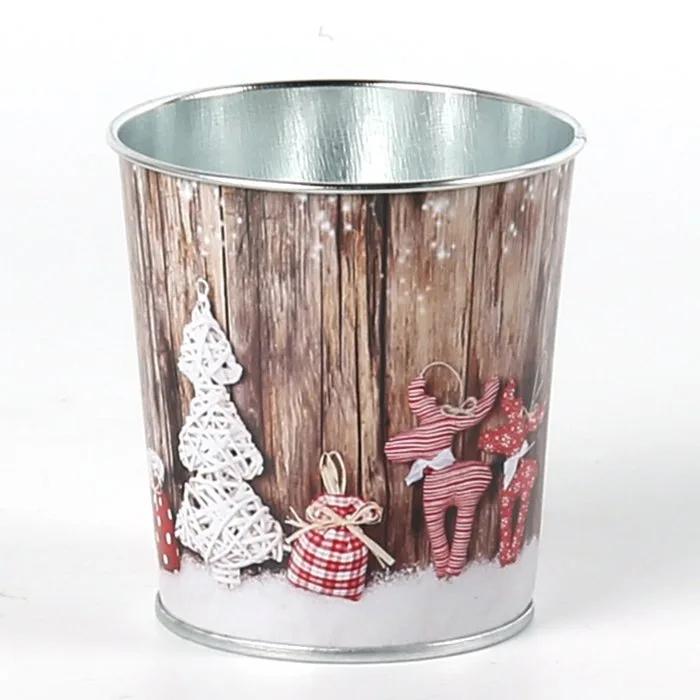 Christmas Bucket Metal Basket Bucket Christmas Decorations Vintage Holder Decor for Indoor and Outdoor Decorative